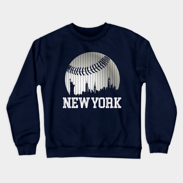 New York NY Skyline Baseball Stripes For Game Day Retro Style Crewneck Sweatshirt by Hong Lien 